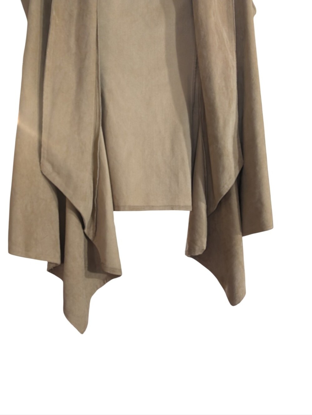 INC International Concepts Taupe Faux Suede Drape Front Vest L Western Boho - Picture 4 of 9